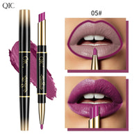 2 IN 1 Lip Liner Waterproof Nude Matte Lipstick Pencil Sexy Red Long Lasting Double Ended Lipliner Makeup Cosmetics For Women Good Vibrations
