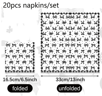 Black Bow Tie Party Disposable Tableware Sets Plates Cups Napkins Tablecloth For Wedding Birthday Party Dinnerware Decoration Good Vibrations