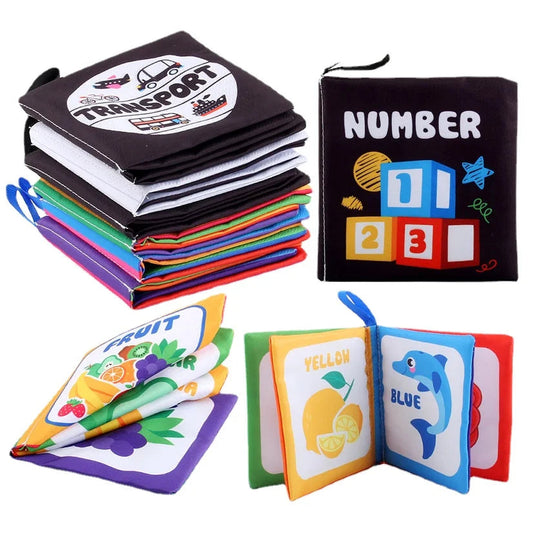 4 Pages Enlightenment Early Learning Books Children Black and White Cloth Book for Kids Montessori Educational Toys Good Vibrations