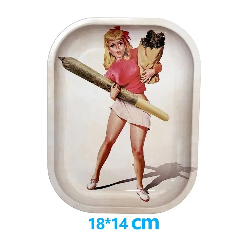 1pc Metal Rolling Tray Tobacco Herb Smoking Accessories 180*140mm Small Tray Tinplate Storage Plate Gifts GOOD Vibrations Adult Super Store