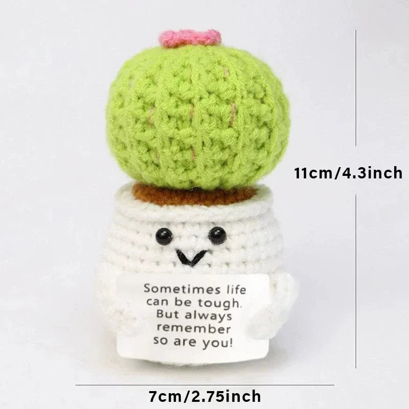 Positive Energy Duck Doll Hug Pocket Mini Handmade Plush Wool Knitting Dolls Funny Emotional Support Crochet Gift for Birthday Good Vibrations