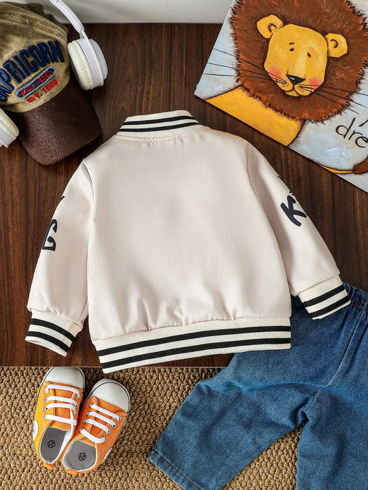 Baby Boys 2025 New Spring Autumn Baby Girls Boys Clothes Cartoon Letter Jacket Fashion Sports Costume Infant Sportswear For 1-3Y Good Vibrations