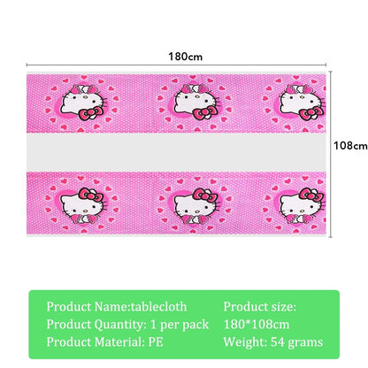 Hello Kitty Theme Girls Birthday Party Disposable Tableware Paper Cup Plate Balloon Kids Favors KT Balloon Party Decor Supplies Good Vibrations