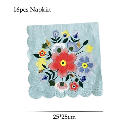 Disposable Tableware Sets Flower Paper Plates Cups Napkins Straw Party Supplies Kids Girl Baby Shower Wedding Birthday Decor Good Vibrations