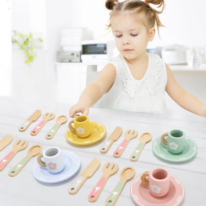 Baby wooden toy Kitchen toy wooden tableware set toy baby role play Educational Cosplay preschool toy gifts for kids Good Vibrations