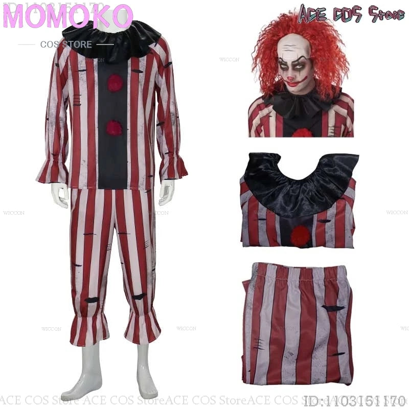 Halloween Horror Scary Clown Nightmere Party Creepy Killer Clown Cosplay Costume Red Wig Party Carnival Women Masquerade Outfit Good Vibrations
