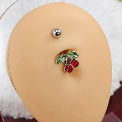 3pcs/Set Stainless Steel Color Cubic Zirconia Navel Rings Round Butterfly Heart Cherry Shapes Fashion Body Piercing Jewelry Good Vibrations Adult Super Store