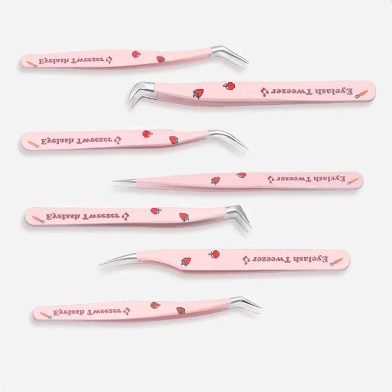 6 Types False Eyelash Tweezers Stainless Steel Anti-static Pincet Curved Strip 3D Lashes Extension Tweezer Makeup Tools Good Vibrations