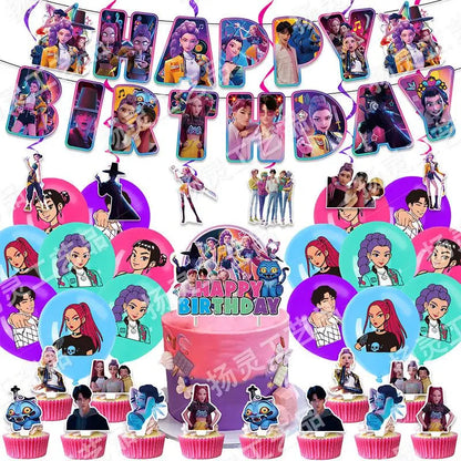Kpop Demon Hunter Birthday Party Backdrop K Pop Demon Hunter Birthday Decoration Baby Shower Halloween Christmas Decorations Good Vibrations