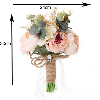 30CM Wedding Decoration Bridal Holding Flowers Artificial Roses Bundle Home Decoration Photography Props Silk Flowers Good Vibrations