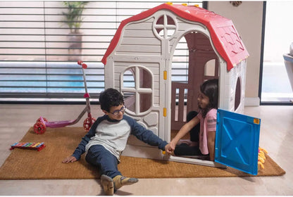 Classic Real Feel Cottage Compact Foldable Plastic Toddler Roomy Outdoor Playhouse for Children Ages 2 Years Old and Up, White Good Vibrations