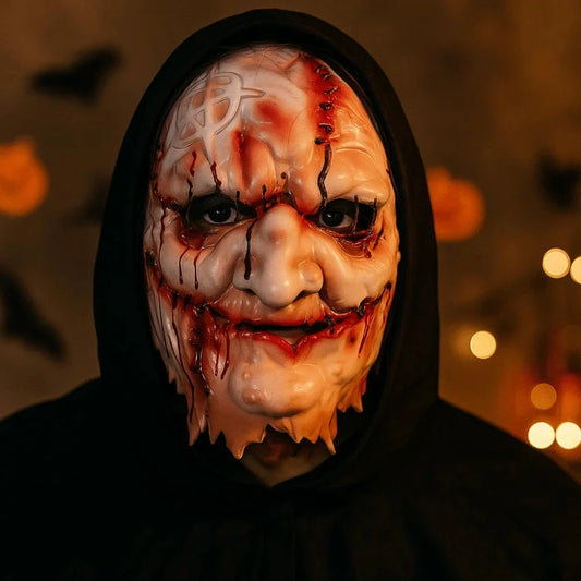 Blood Scar Halloween Witch Mask Facepiece Masquerade Dark Forest Mask Cosplay Old Man Face Scary Killer Devil Mask Halloween Good Vibrations