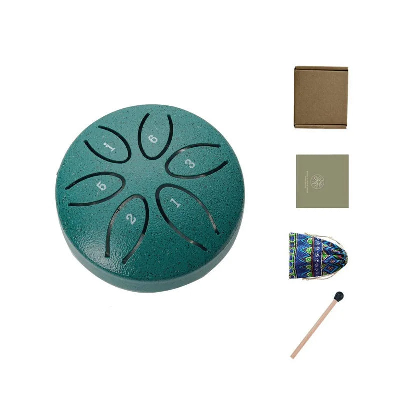 3 Inch Steel Tongue Drum - 6 Tone Handheld Instrument for Meditation & Yoga, Perfect Musical Gift for Beginners Good Vibrations