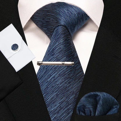 8cm Silk Mens Ties Green Black Ties plaid stripe NeckTie Pocket Square Cufflinks Tie clips Set Men's Wedding business Party Tie Good Vibrations