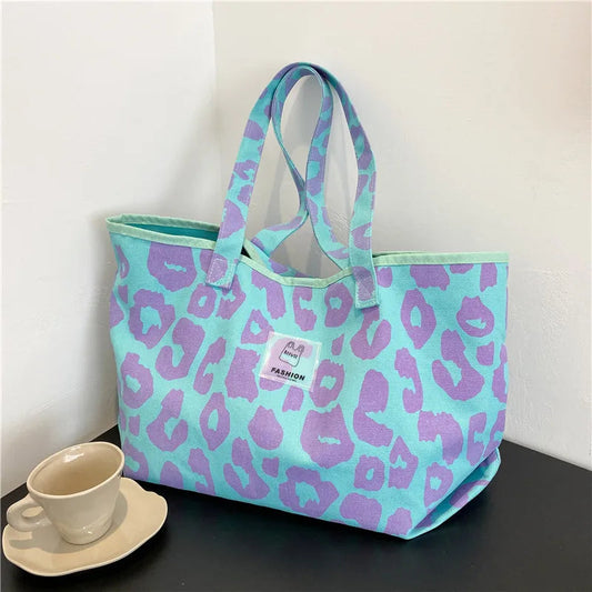 Designer Women's Shoulder Bags Brand Handbags Fashion Large Capacity Leopard Canvas Bags Luxury Shopping Tote Bag Female Purses Good Vibrations