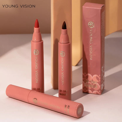 Lip Tint Pen, 6 Colors Available, Matte Water Lipstick, Non-Stick Cup, Long-Lasting, Smooth Lip Liner and Lip Stain Combo Good Vibrations