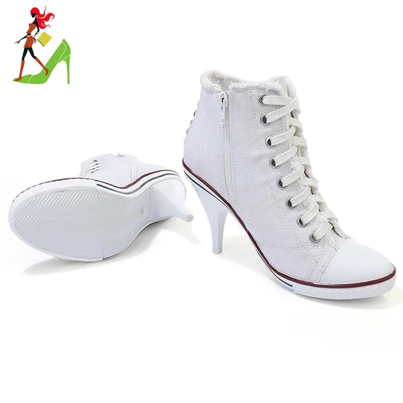 Women Boots Short High Heels Shoes For Women Botas British Style Rivet Ankle Boots Pointed Toe Side zipper strap Female Heels Good Vibrations