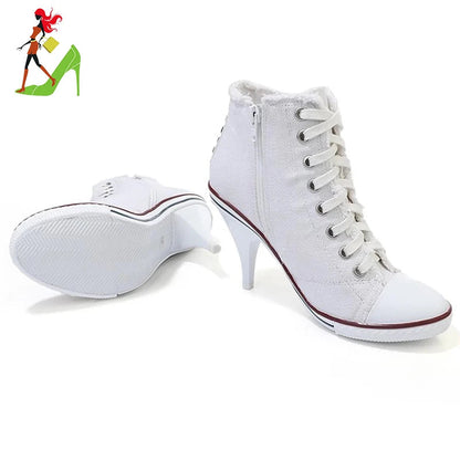 Women Boots Short High Heels Shoes For Women Botas British Style Rivet Ankle Boots Pointed Toe Side zipper strap Female Heels Good Vibrations
