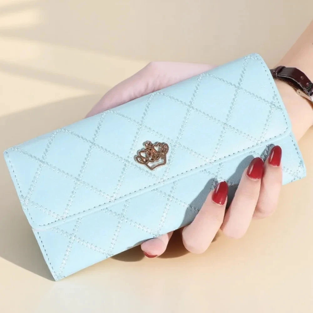 Cute Pink Wallet for Women Plaid PU Leather Long Purse Pocket Money Coin Bag Hasp Phone Holder Stylish Design Good Vibrations