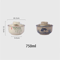 6.5inch Japanese Style Ramen Bowl With Lid Ceramic Instant Noodle Bowl For Soup Rice Noodle And Porridge Kitchen Tableware Good Vibrations