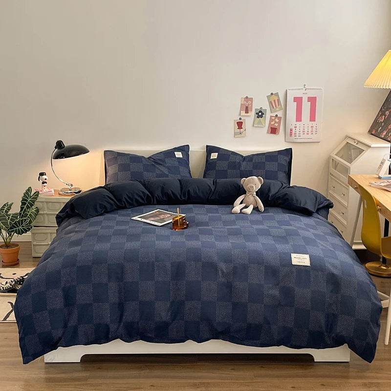 Checkerboard Bedding Comforter Set with Pillowcase bed sheet Single Full Size Bed Linen Duvet Cover Set Queen/King Double Single Good Vibrations