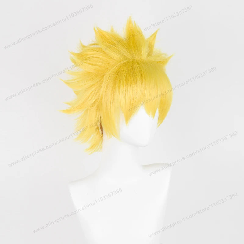 Anime Uzumaki Cosplay Wigs 30cm Short Golden Yellow Hair Heat Resistant Synthetic Wigs Good Vibrations