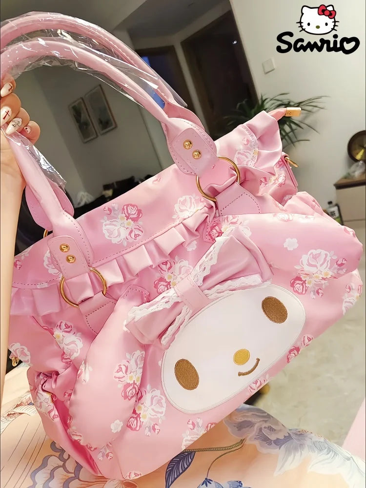 Sanrio Cute My Melody Shoulder Bag Large Capacity Travel Handheld Portable Casual Commuter Crossbody Bag Anime Surrounding Girls Good Vibrations