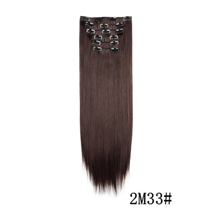 Synthetic Clips in Hair Extensions Long Straight Hairstyle Blonde Black Hairpieces Heat Resistant False Hair Daily Use Good Vibrations