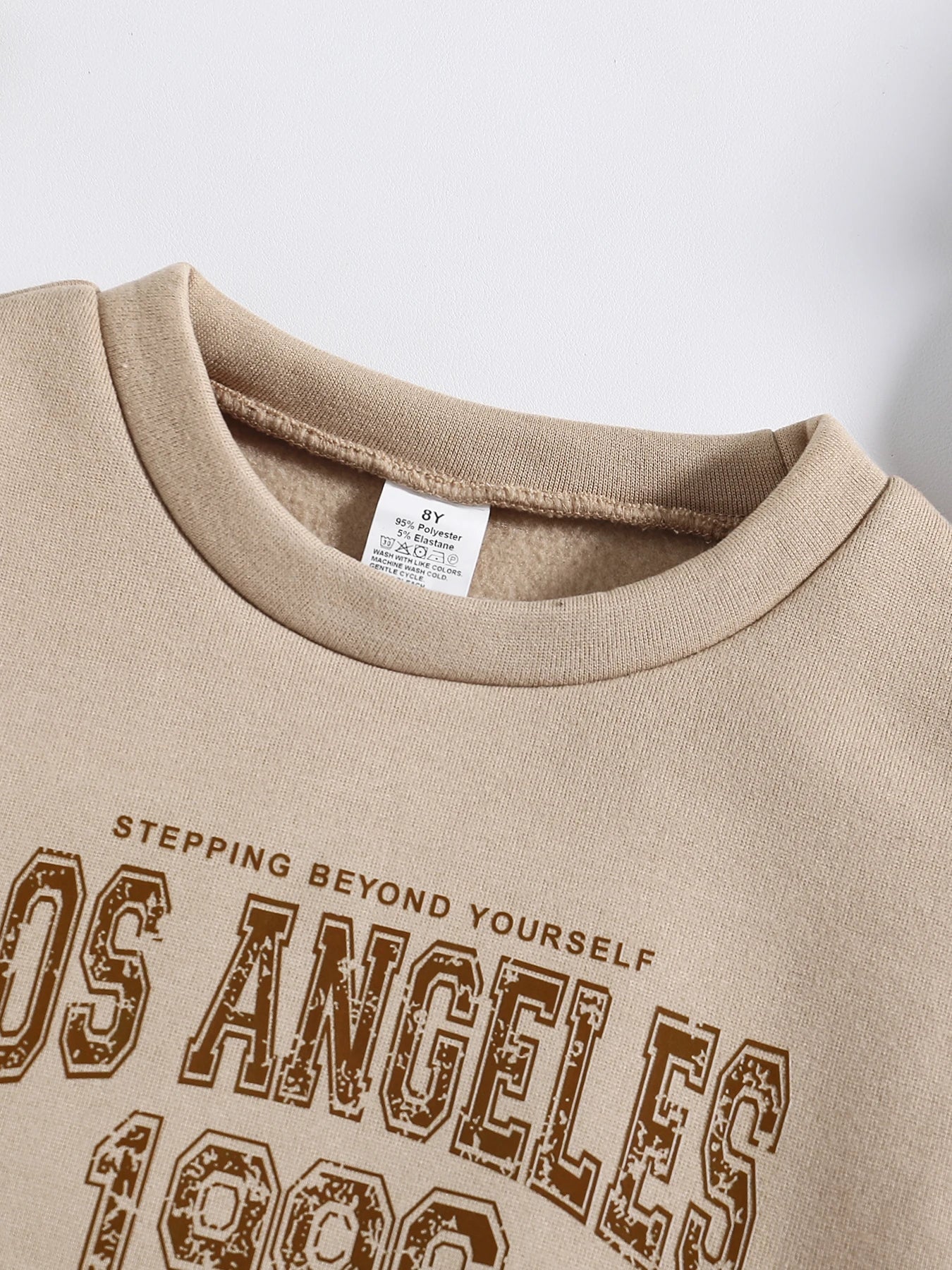 Children's Clothing (Spring and Autumn) Fashion Trend Girls' Set - Khaki Round Neck Long Sleeve+Sports and Leisure Pants 2-piece Good Vibrations