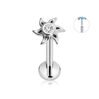 ASTM F136 G23 Titanium Flower Petals Star Heart Butterfly Threadless Piercing Pin Push in Labret Daith Conch Earring 16G 18G 20G Good Vibrations
