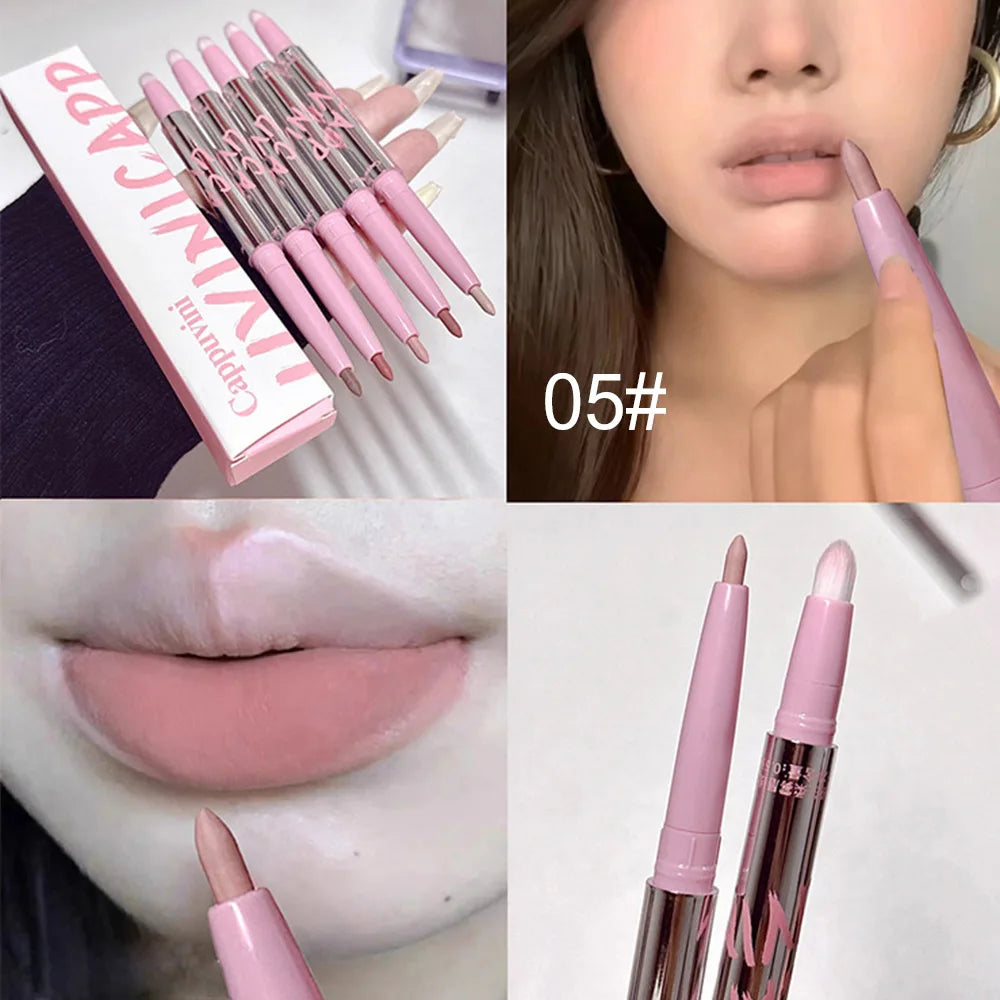 Nude Lip Liner with Lip Brush Cappuvini Korean Style Lip Makeup Long Last Velvet Matte Lipstick Good Vibrations