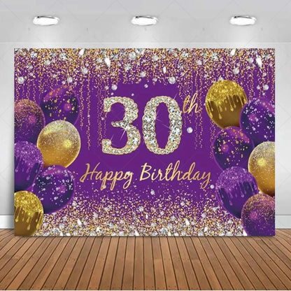 30th Birthday Party Decor Background Pink Black Gold Glitter Woman Man 30 Years Old Photography Backdrop Supplies Adult Gifts Good Vibrations