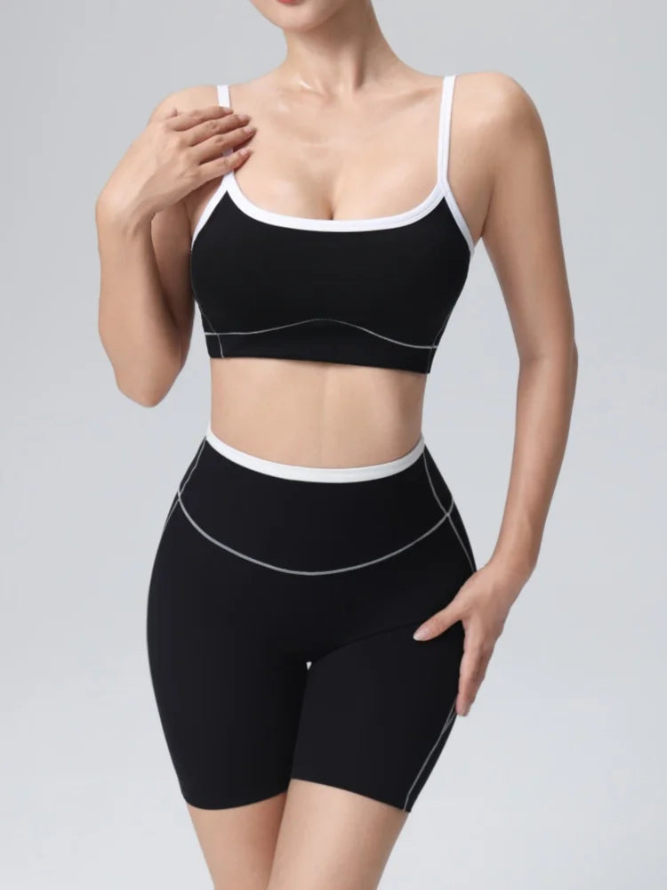 Yoga Sport Outfit for Woman Fitness Women's Two Pieces Short Pant Sets Suits Tracksuit Sportswear Woman Gym Yoga Workout Clothes Good Vibrations