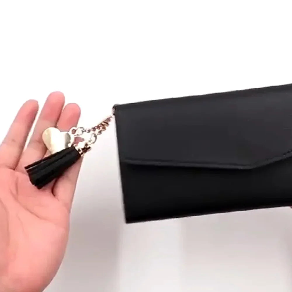 Wallet Black Small Leather Coin Purse Rfid Blocking Wallet Rose Gold Pattern Mini Purse with ID Window for Women Good Vibrations