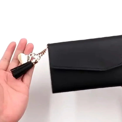 Wallet Black Small Leather Coin Purse Rfid Blocking Wallet Rose Gold Pattern Mini Purse with ID Window for Women Good Vibrations