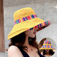 Retro Beach Hat For Women, Summer Sun Protection, Ethnic Style, Big Brim Hat For Outings, Sun Protection, Seaside Cool Hat Good Vibrations