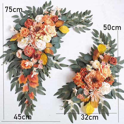 Yannew Burnt Orange Rustic Wedding Arch Flowers White Swag Drape Kit for Wedding Ceremony Reception Backdrop Floral Decoration Good Vibrations
