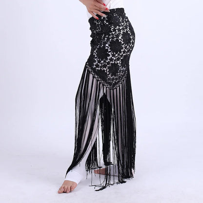 Halloween costume belly dance tassel triangular scarf performance waist scarf waist chain Indian dance costume accessories Good Vibrations