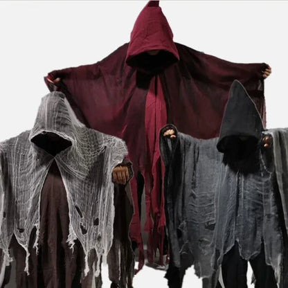Halloween Ghost Dementors Cosplay Costume For Adult New Gothic Horror Zombie Tattered Hooded Capes Day Of The Dead Party Cloaks Good Vibrations