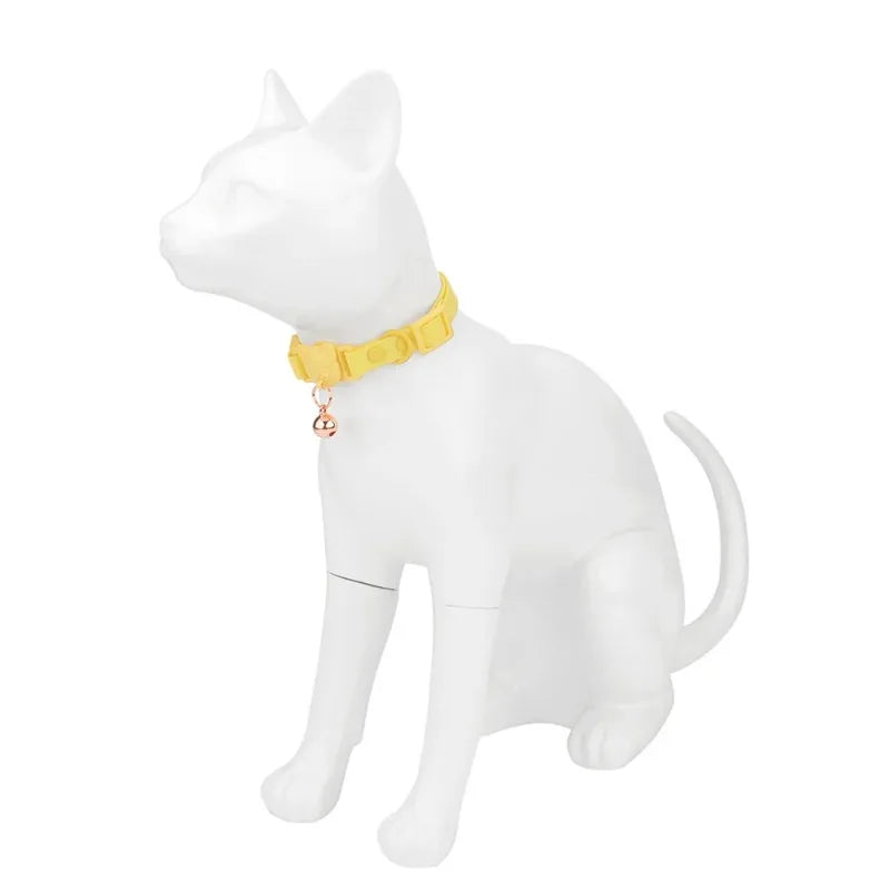Pet Cat Bell Collar Dog Necklace PVC Waterproof Adjustable Kitten Candy Color Collar Festival Grooming Decorate Pet Supplies - Good Vibrations