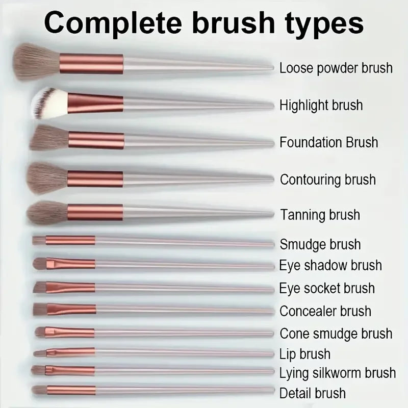 NEW13PCS Makeup Brush Set Eye Shadow Highlighter Concealer Brush Blush Loose Powder Brush Blending Soft Fluffy Women Beauty Tool Good Vibrations