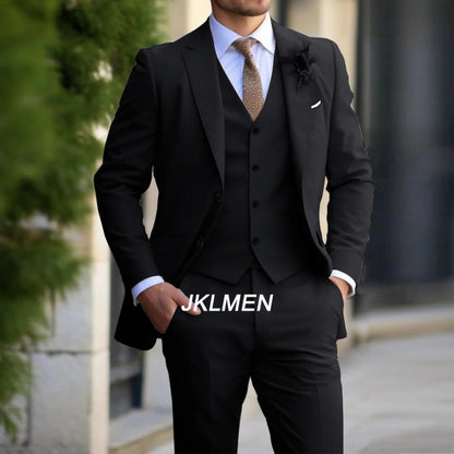 Classic Men Suit 3 Pieces Fashion Slim Fit Blazer Vest Pants Set Formal Business Wedding Tuxedos for Men Casual Clothing Good Vibrations