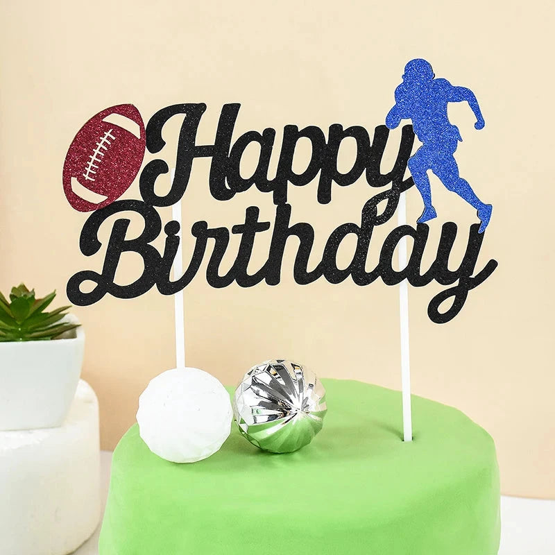 Football Birthday Cake Toppers Soccer Field Players Doll Cupcake Topper For Kids Birthday Sport Party Cake Decor DIY Baking Tool Good Vibrations