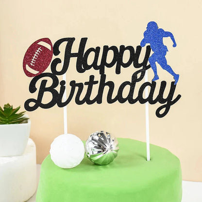 Football Birthday Cake Toppers Soccer Field Players Doll Cupcake Topper For Kids Birthday Sport Party Cake Decor DIY Baking Tool Good Vibrations