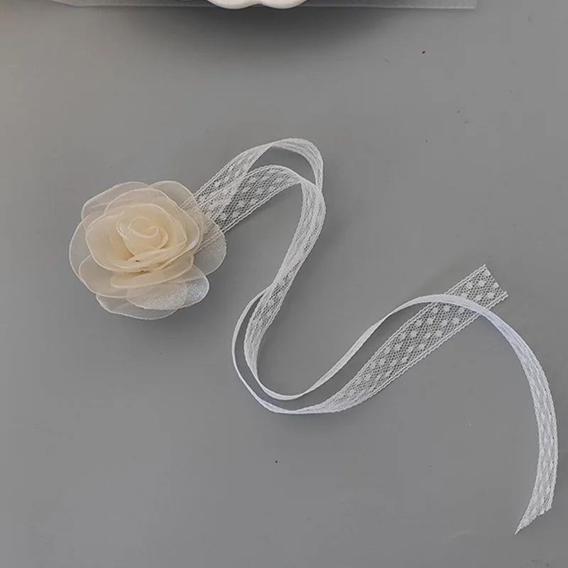 Girls Bridesmaid Wrist Flowers Pearl Ribbon Rose Bracelet for Wedding Prom Party Bride to Be Bridesmaid Gift Wedding Accessories Good Vibrations