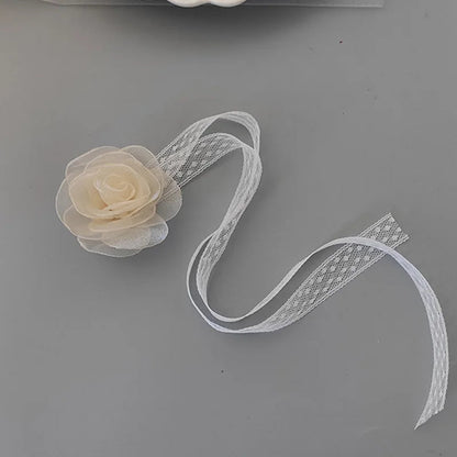 Girls Bridesmaid Wrist Flowers Pearl Ribbon Rose Bracelet for Wedding Prom Party Bride to Be Bridesmaid Gift Wedding Accessories Good Vibrations