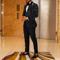 Men's Gold Sequin Applique Fashion Trend Suit Set High-Quality Casual Jacket And Western Pants Two-Piece Ensemble Good Vibrations