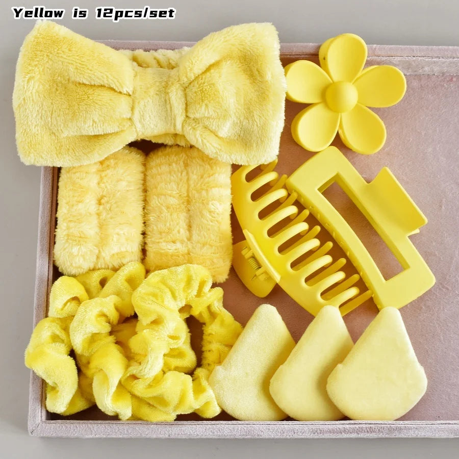 12PCS/SET Ladies Multi-Color Autumn and Winter Plush Hair Accessories Set Daily SPA Makeup Face Ultra-Practical Toiletry Set Lad Good Vibrations