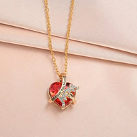 Luxury Fashion Mother's Day Gift Red/Blue Heart Pendant Necklace Mother's Day Necklace Chain Necklace Neck Accessories Good Vibrations Adult Super Store