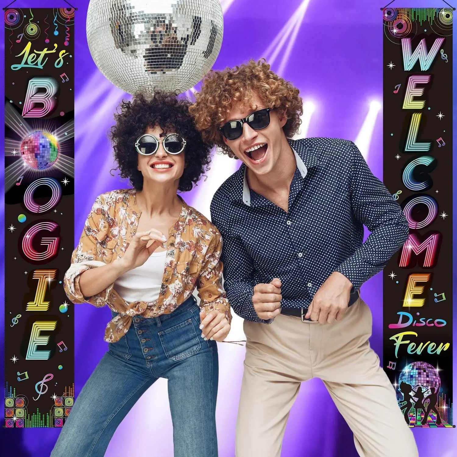 1970s Theme Party Retro Disco Porch Sign 70's Party Rock Boogie Wall Banner Birthday Decoration Good Vibrations